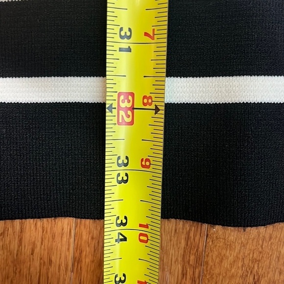 Zara Knit Black and White Striped Dress with Faux Leather Pockets Size Small - Picture 9 of 12